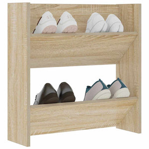 vidaXL Wall-Mounted Shoe Cabinet Sonoma Oak 60x18x60 cm Engineered Wood