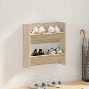 vidaXL Wall-Mounted Shoe Cabinet Sonoma Oak 60x18x60 cm Engineered Wood
