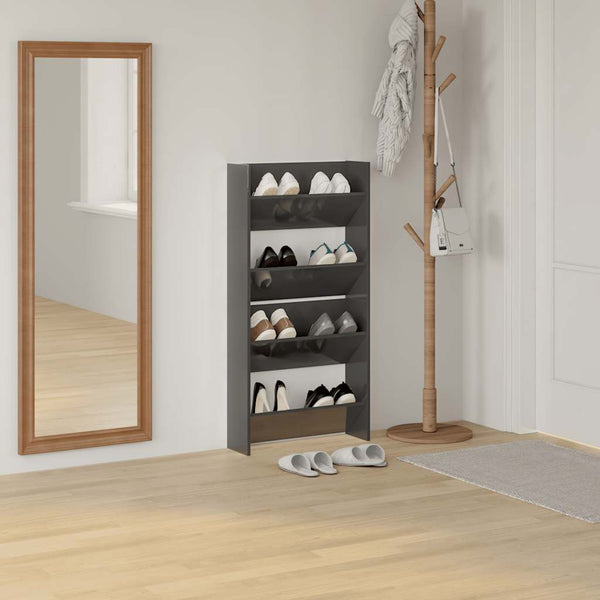 vidaXL Wall-Mounted Shoe Cabinets 2 pcs High Gloss Grey 60x18x60cm