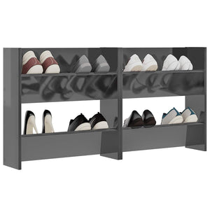 vidaXL Wall-Mounted Shoe Cabinets 2 pcs High Gloss Grey 60x18x60cm
