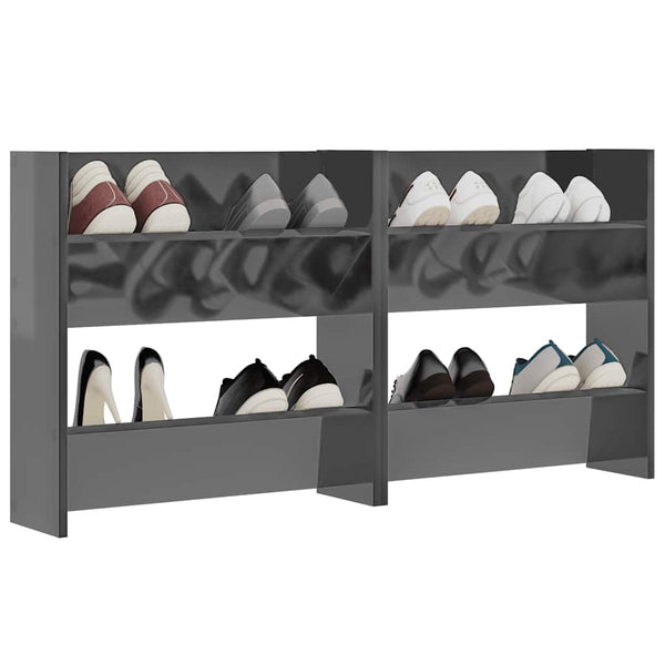 vidaXL Wall-Mounted Shoe Cabinets 2 pcs High Gloss Grey 60x18x60cm