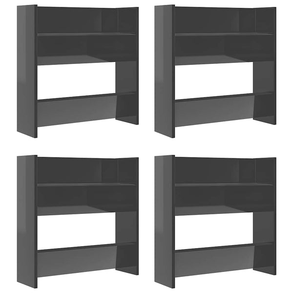 vidaXL Wall-Mounted Shoe Cabinets 4 pcs High Gloss Grey 60x18x60cm