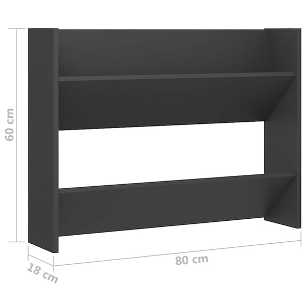 vidaXL Wall-Mounted Shoe Cabinet Grey 80x18x60 cm Engineered Wood