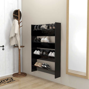 vidaXL Wall-Mounted Shoe Cabinet Grey 80x18x60 cm Engineered Wood