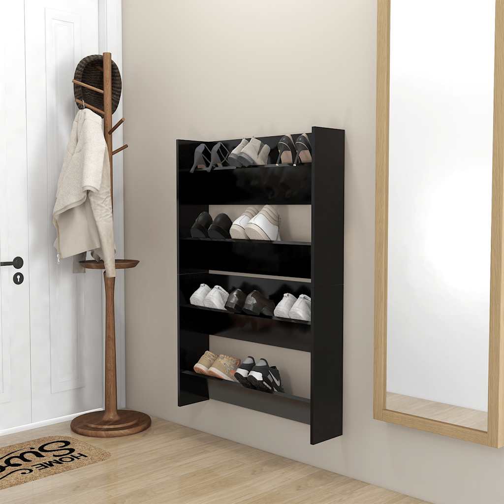 vidaXL Wall-Mounted Shoe Cabinet Grey 80x18x60 cm Engineered Wood