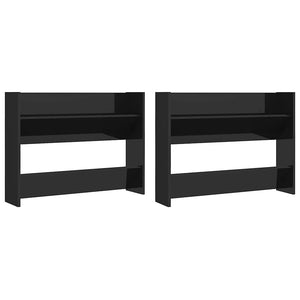 vidaXL Wall-Mounted Shoe Cabinets 2 pcs High Gloss Black 80x18x60cm
