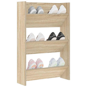 vidaXL Wall-Mounted Shoe Cabinet Sonoma Oak 60x18x90 cm Engineered Wood