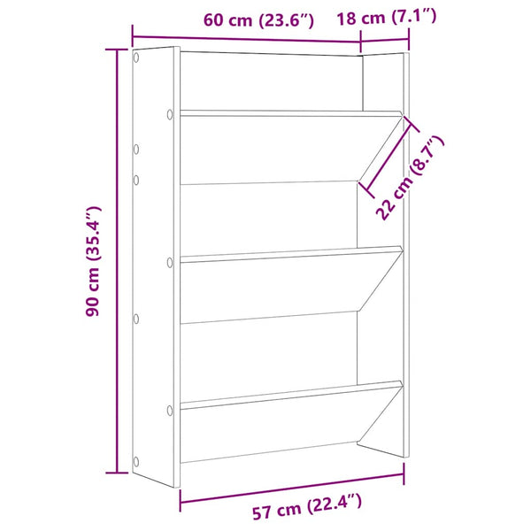 vidaXL Wall-Mounted Shoe Cabinet Sonoma Oak 60x18x90 cm Engineered Wood