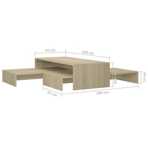 vidaXL Nesting Table Set Sonoma Oak 100x100x26.5 cm Engineered Wood