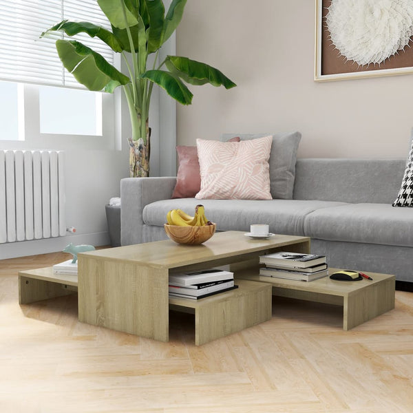 vidaXL Nesting Table Set Sonoma Oak 100x100x26.5 cm Engineered Wood