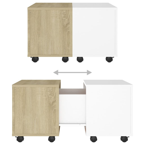 vidaXL Coffee Table White and Sonoma Oak 60x60x38 cm Engineered Wood