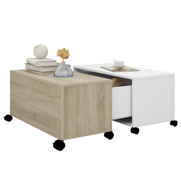 vidaXL Coffee Table White Sonoma Oak 75x75x38 cm Engineered Wood