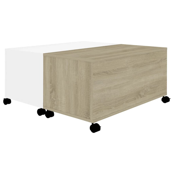 vidaXL Coffee Table White Sonoma Oak 75x75x38 cm Engineered Wood