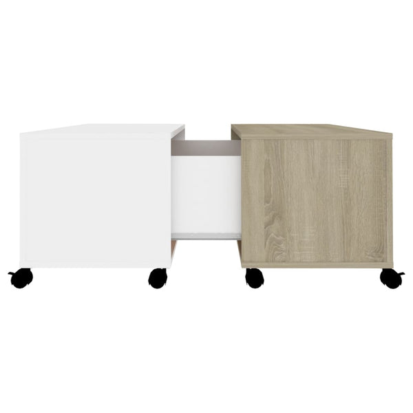 vidaXL Coffee Table White Sonoma Oak 75x75x38 cm Engineered Wood