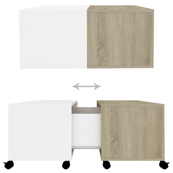 vidaXL Coffee Table White Sonoma Oak 75x75x38 cm Engineered Wood
