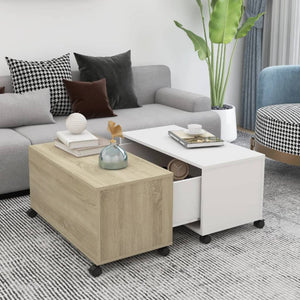 vidaXL Coffee Table White Sonoma Oak 75x75x38 cm Engineered Wood