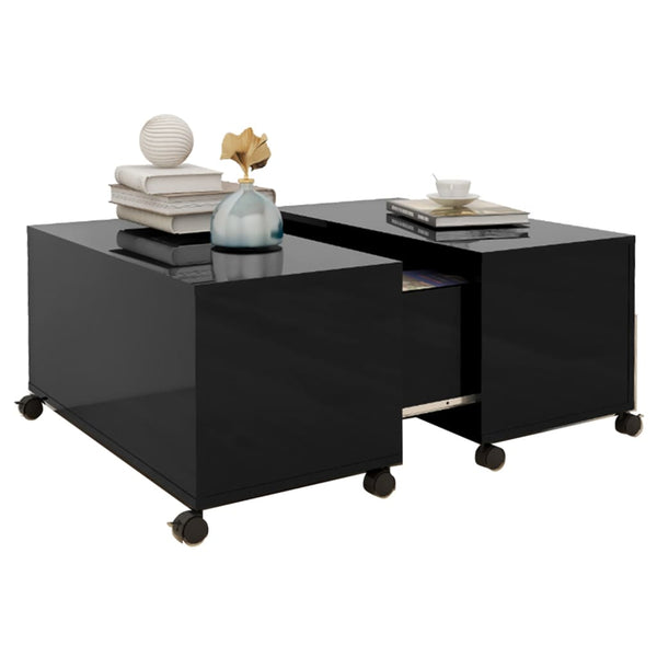 Couchtisch Hochglanz Schwarz 75x75 cm