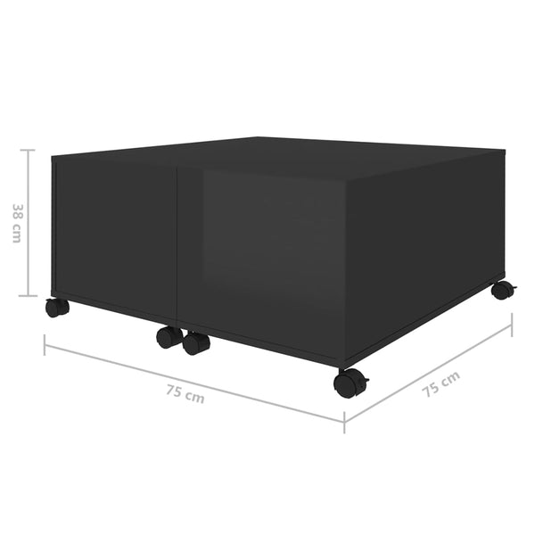 Couchtisch Hochglanz Schwarz 75x75 cm