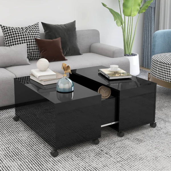 Couchtisch Hochglanz Schwarz 75x75 cm