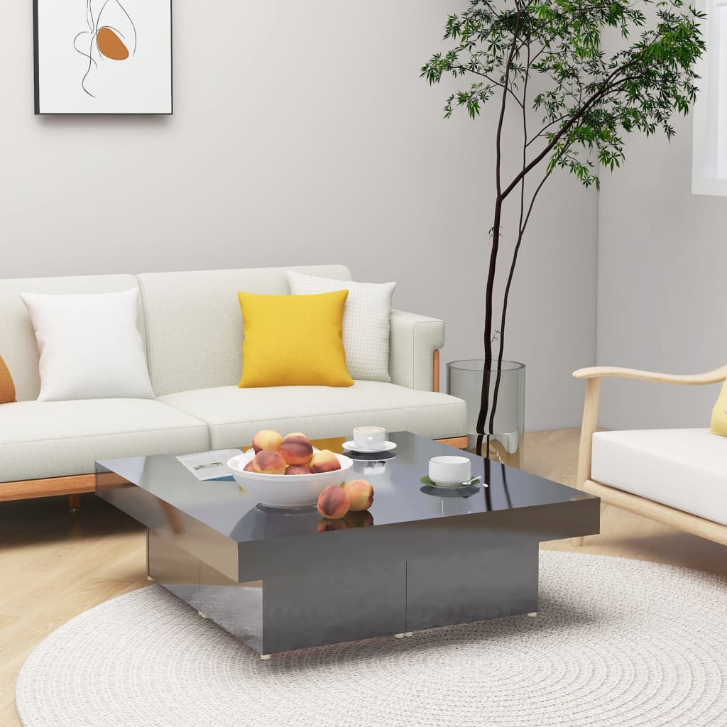 Hochglanz Couchtisch Grau 90x90 cm
