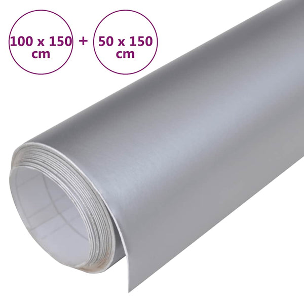 vidaXL Car Wrapping Film 2 pcs. Matte Silver 100x150 cm+50x150 cm