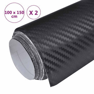 vidaXL Car Foils 2 pcs. 3D Black 100x150 cm