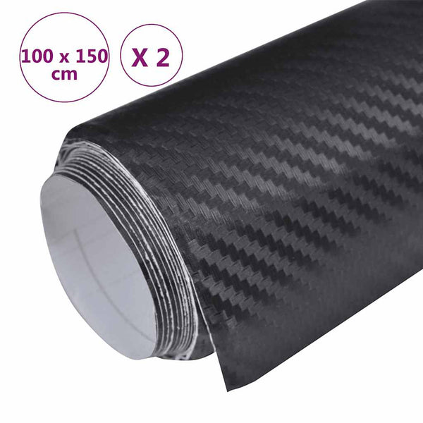 vidaXL Car Foils 2 pcs. 3D Black 100x150 cm