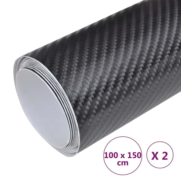 vidaXL Car Foils 2 pcs. 4D Black 100x150 cm
