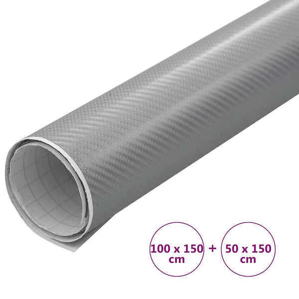 vidaXL Car Film 2 pcs. 4D Silver 100x150 cm+50x150 cm