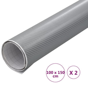 vidaXL Car Wraps 2 pcs 4D Silver 100x150 cm