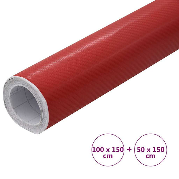 vidaXL Car Foils 2 pcs. 4D Red 100x150 cm+50x150 cm