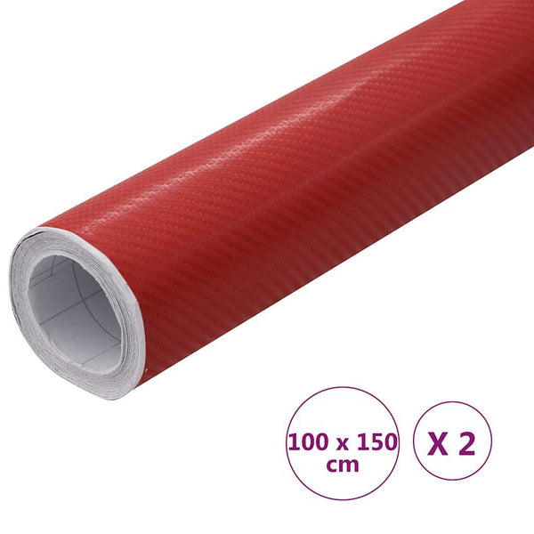 vidaXL Car Film 2 pcs 4D Red 100x150 cm