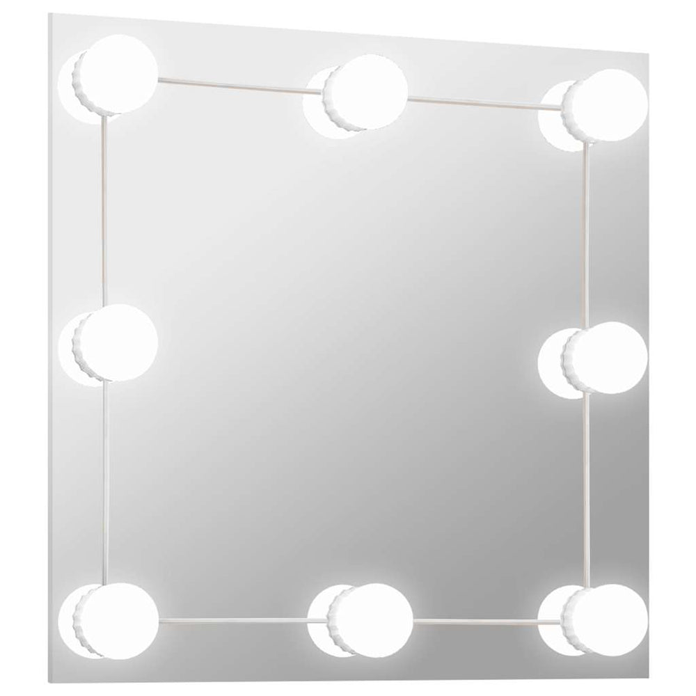 vidaXL Wall Mirror with LED Lighting Square Glass