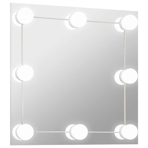 vidaXL Wall Mirror with LED Lighting Square Glass