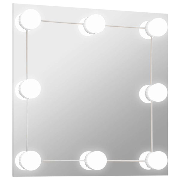 vidaXL Wall Mirror with LED Lighting Square Glass