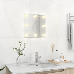 vidaXL Wall Mirror with LED Lighting Square Glass