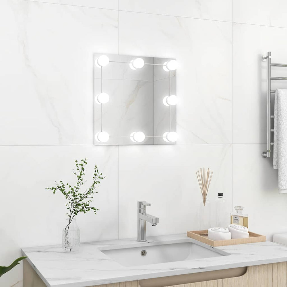vidaXL Wall Mirror with LED Lighting Square Glass