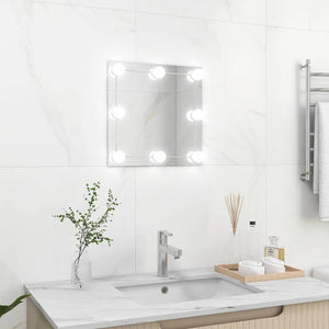 vidaXL Wall Mirror with LED Lighting Square Glass
