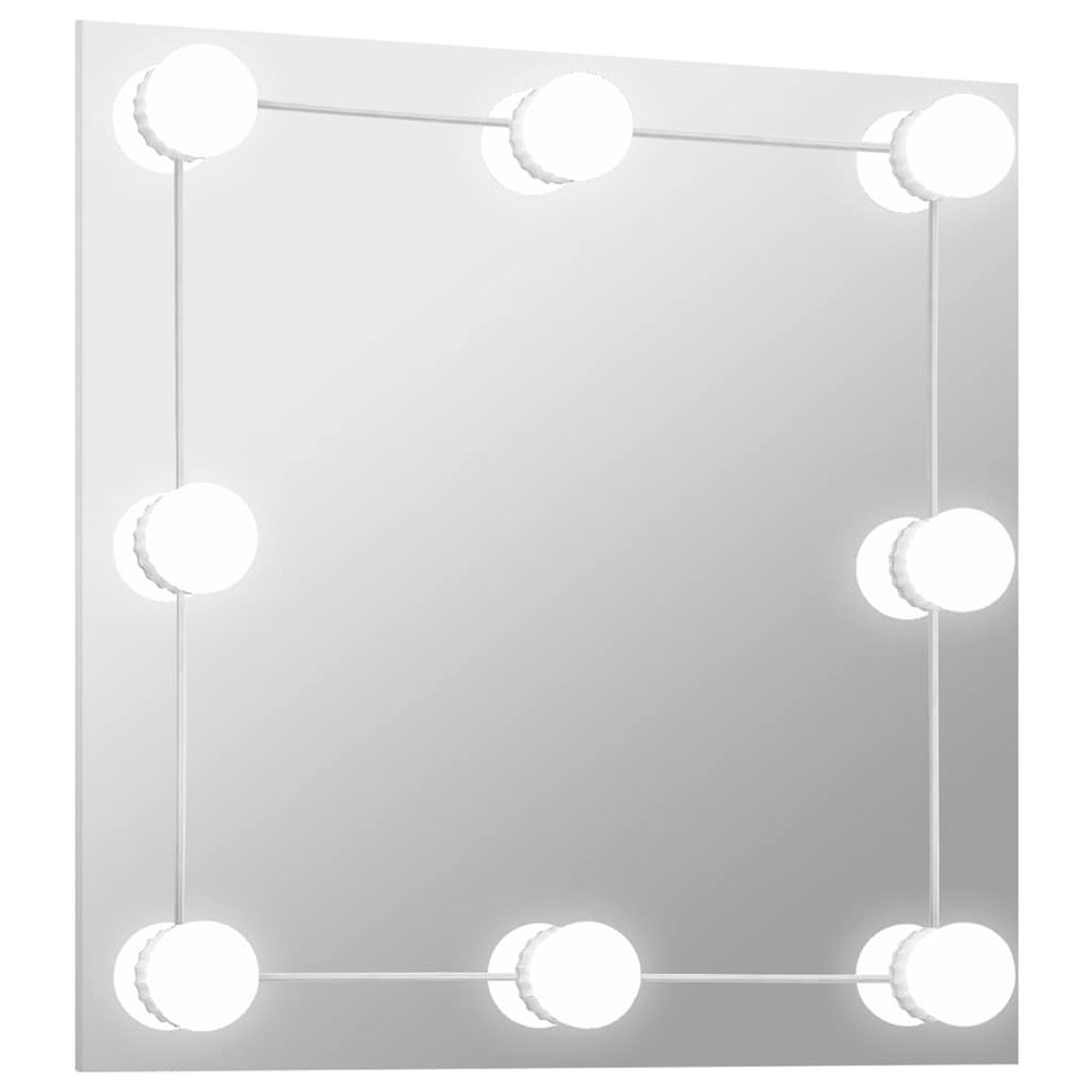 vidaXL Wall Mirror with LED Lighting Square Glass