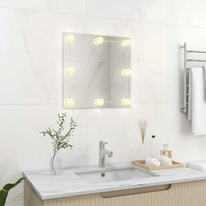 vidaXL Wall Mirror with LED Lighting Square Glass