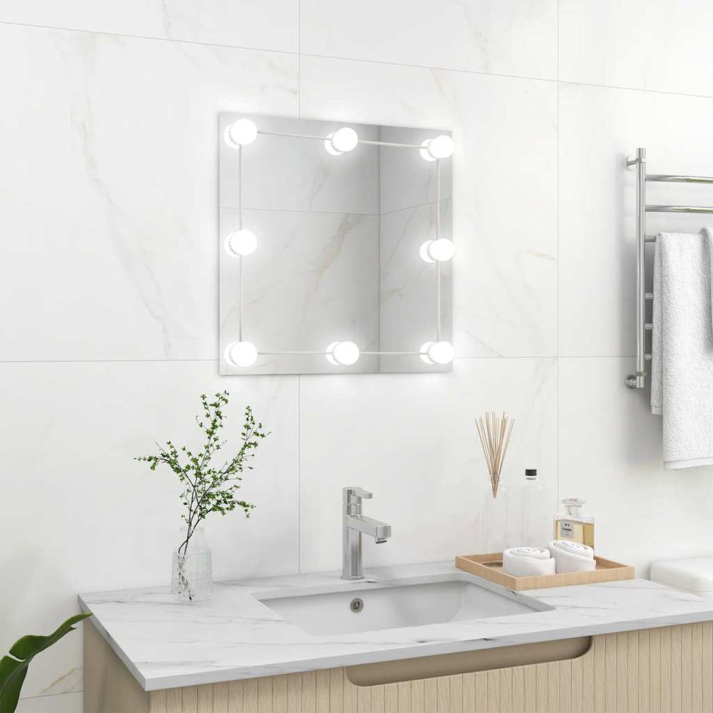 vidaXL Wall Mirror with LED Lighting Square Glass