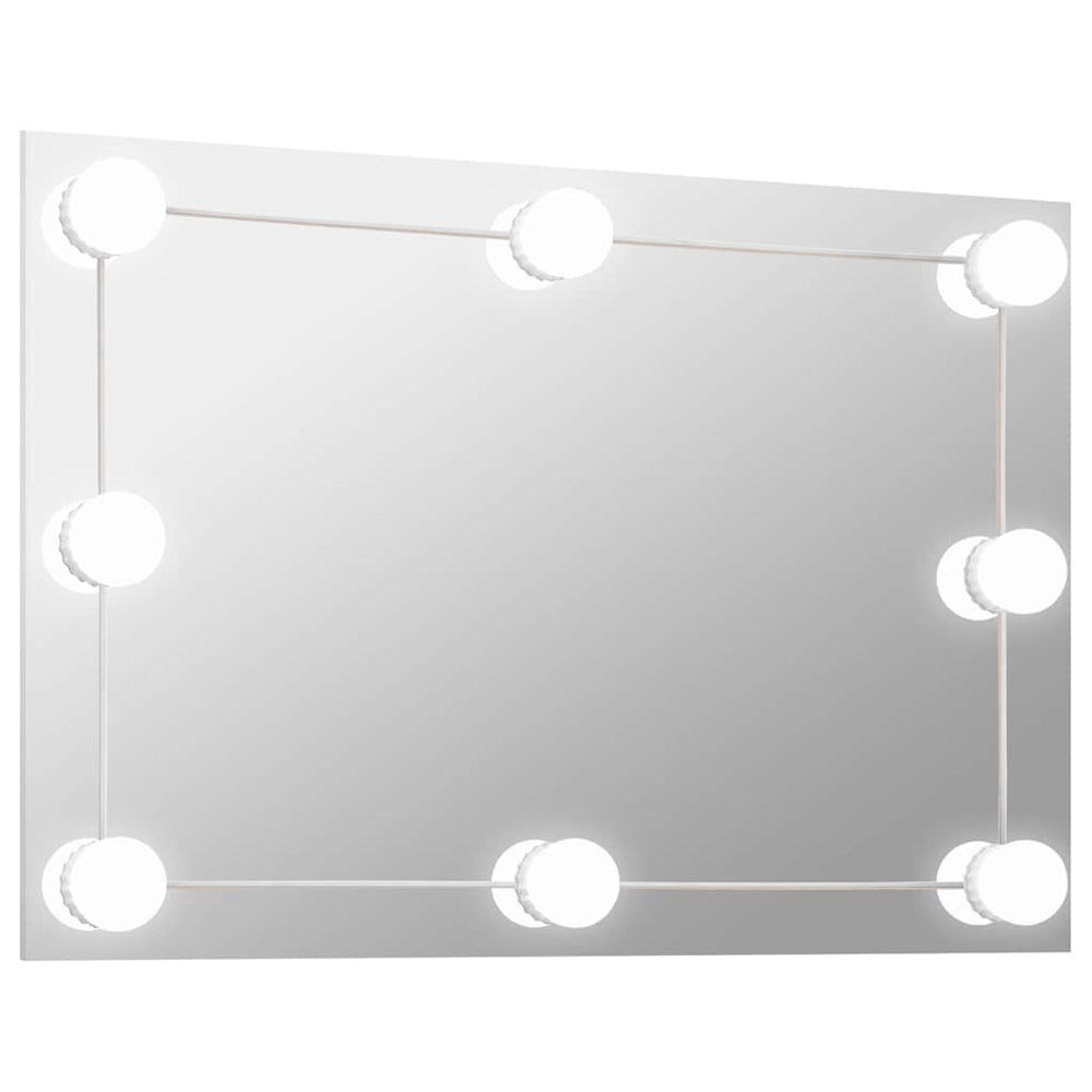 vidaXL Wall Mirror with LED Lighting Rectangular Glass