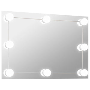 vidaXL Wall Mirror with LED Lighting Rectangular Glass
