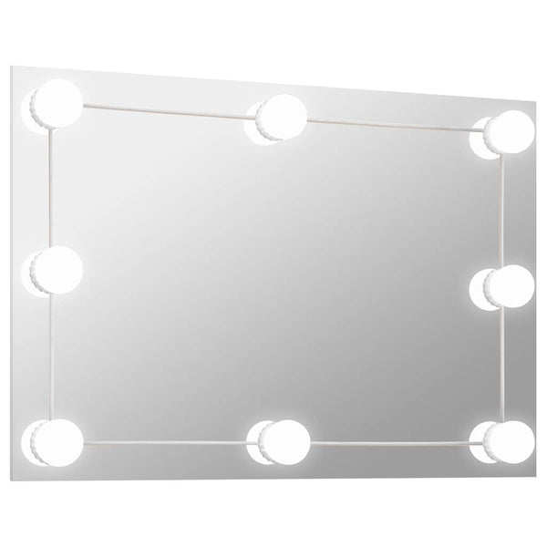 vidaXL Wall Mirror with LED Lighting Rectangular Glass