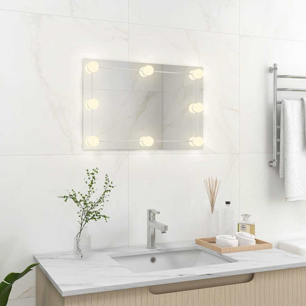 vidaXL Wall Mirror with LED Lighting Rectangular Glass
