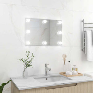 vidaXL Wall Mirror with LED Lighting Rectangular Glass