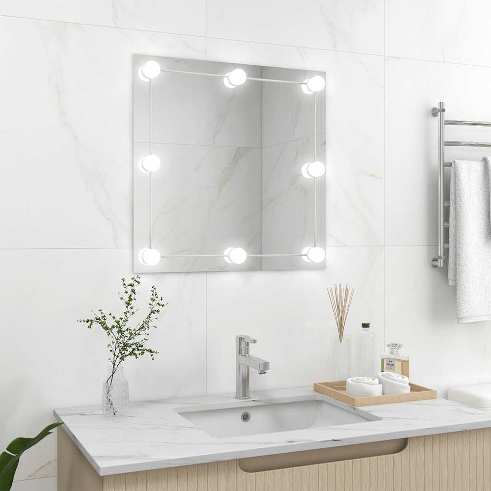 vidaXL Wall Mirror with LED Lighting Square Glass