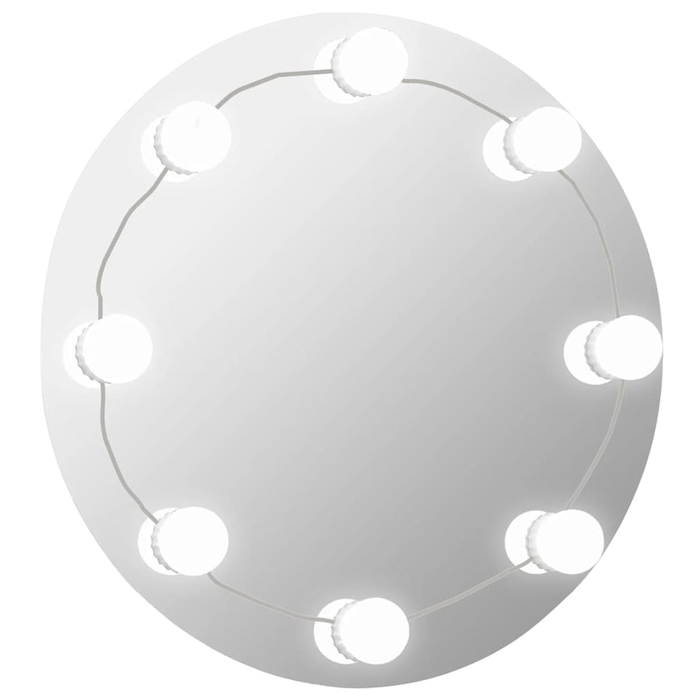 vidaXL Wall Mirror with LED Lighting Round Glass