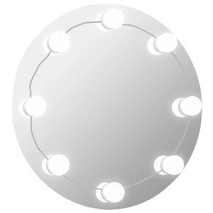 vidaXL Wall Mirror with LED Lighting Round Glass