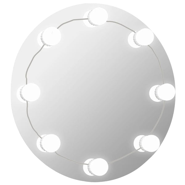vidaXL Wall Mirror with LED Lighting Round Glass
